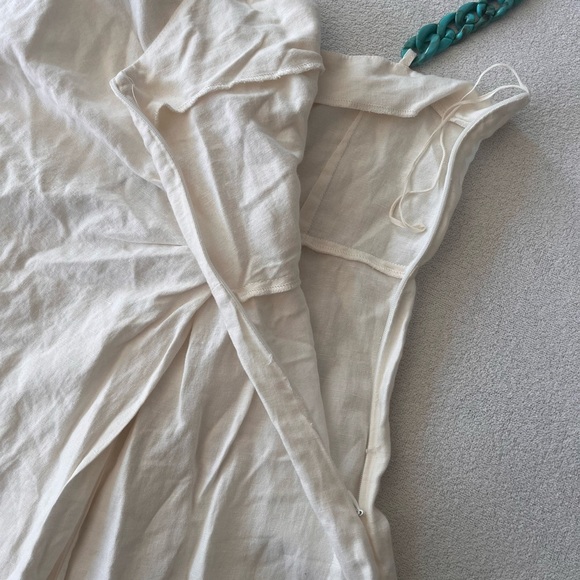 NWT Zara Linen Blend Jumpsuit with Chain Straps M Oyster White - Picture 9 of 15
